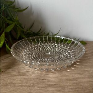 Elegant Clear Glass Dish with Bubble Pattern